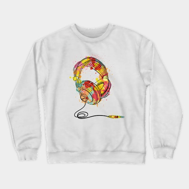 Colour Splash Headphones Crewneck Sweatshirt by Digster